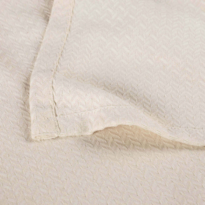 Nobel Cotton Textured Chevron Lightweight Woven Blanket - Ivory