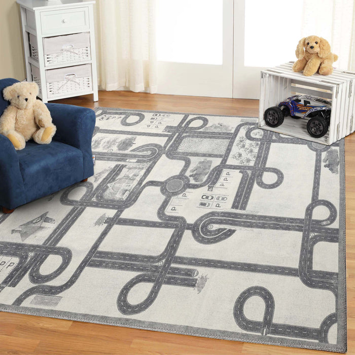 Country Road Non-Slip Kids Playroom Nursery Washable Indoor Area Rug