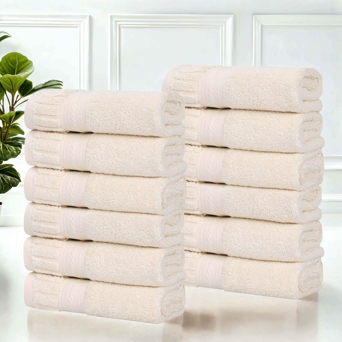 Venice Zero Twist Cotton Medium Weight Face Towels, Set of 12