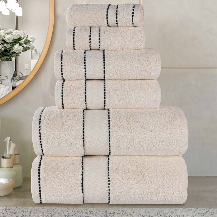 Niles Egypt Produced Giza Cotton Dobby Absorbent 6 Piece Towel Set