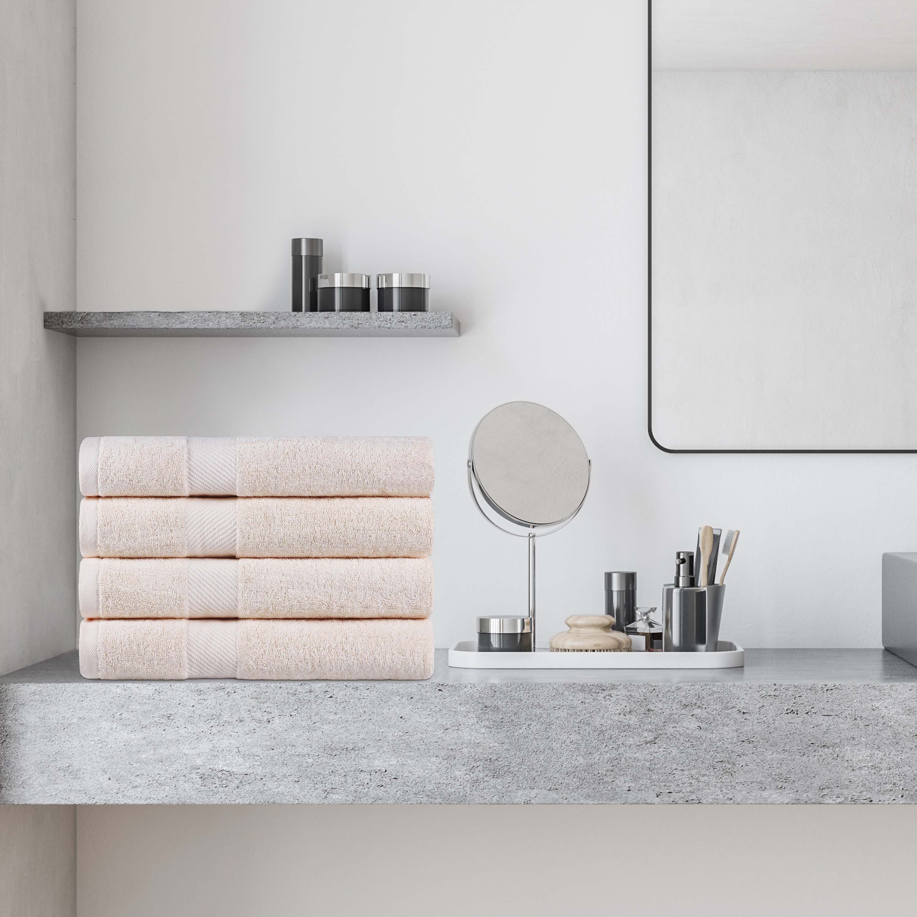 Kendell Egyptian Cotton 4 Piece Bath Towel Set with Dobby Border - Blue Nile Mills