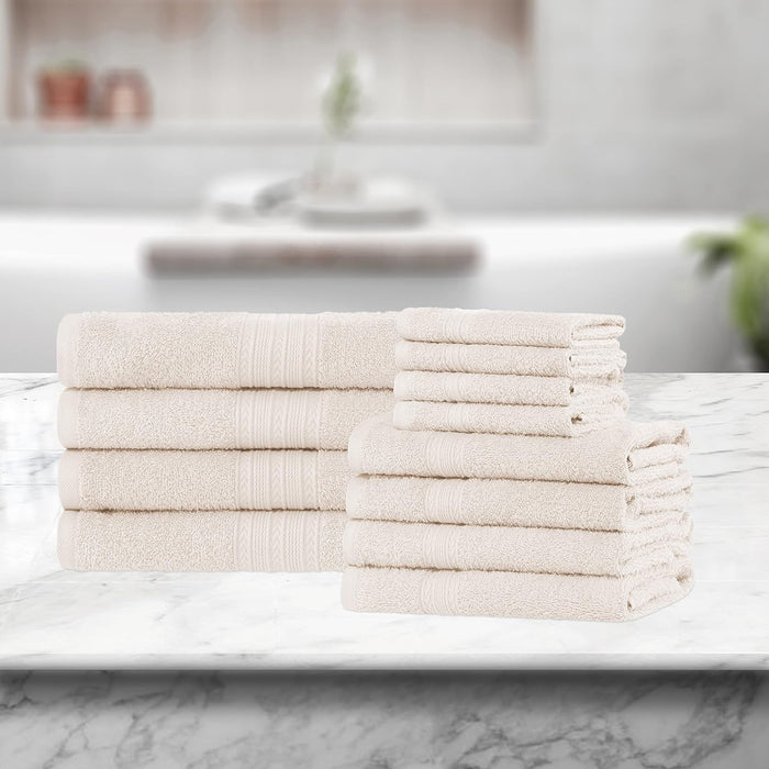 Cotton Eco Friendly Solid 12 Piece Towel Set