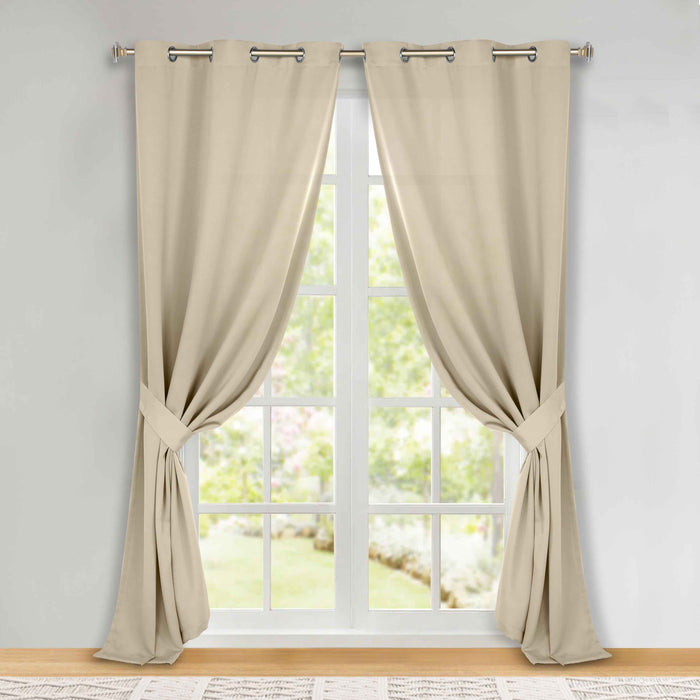 Solid Machine Washable Room Darkening Blackout Curtains, Set of 2