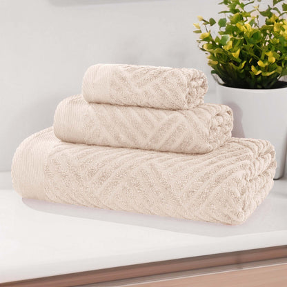 Basketweave Egyptian Cotton Jacquard 3 Piece Assorted Towel Set - Blue Nile Mills