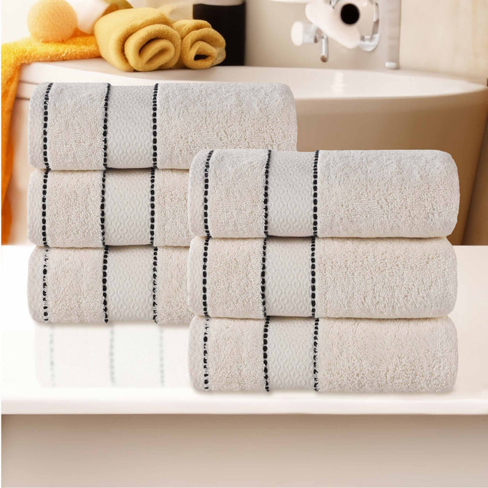 Niles Egypt Produced Giza Cotton Dobby Absorbent Hand Towel Set of 6