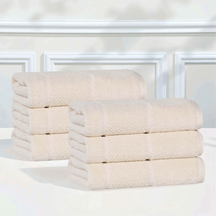 Mile Smart Twist Cotton Solid Hand Towels, Set of 6