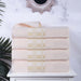 Cotton Geometric Embroidered Jacquard Border 4 Piece Bath Towel Set - Ivory