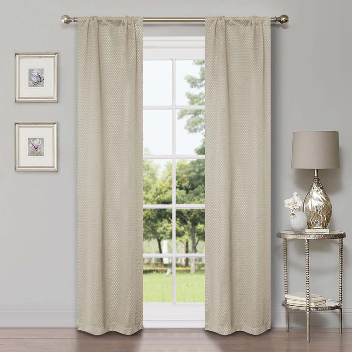 Blackout Solid Shimmer Grommet Curtain Panel Set 26" - Ivory