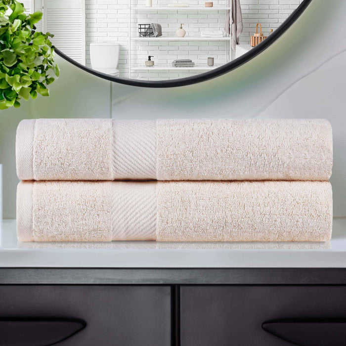 Kendell Egyptian Cotton Medium Weight Solid Bath Towel Set of 2 - Ivory