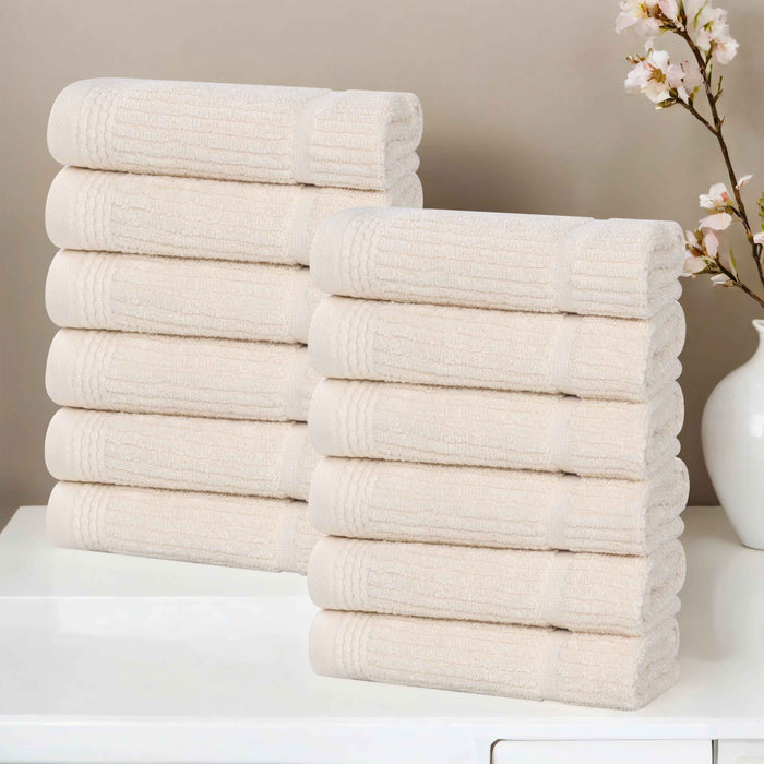 Milo Smart Twist Cotton Solid Face Towels Washcloths, Set of 12