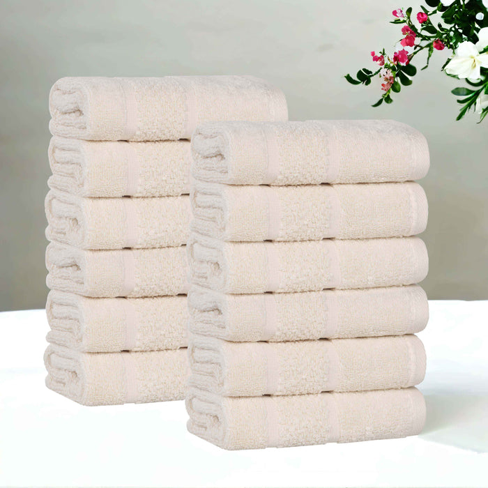 Mile Smart Twist Cotton Medium Weight Solid Face Towels, Set of 12