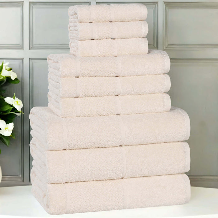 Mile Smart Twist Cotton Solid Broad Border 9 Piece Towel Set