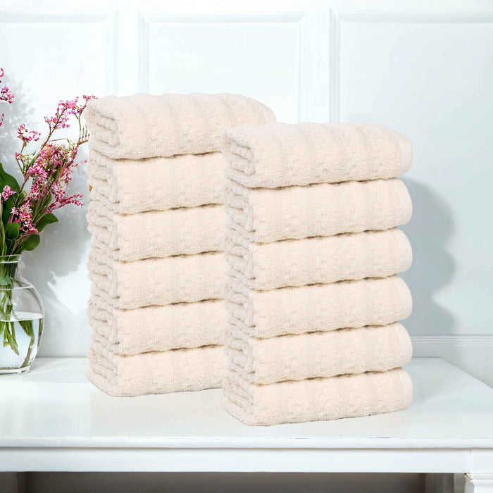 Zuma Zero Twist Cotton Medium Weight Face Towels Washcloths, Set of 12