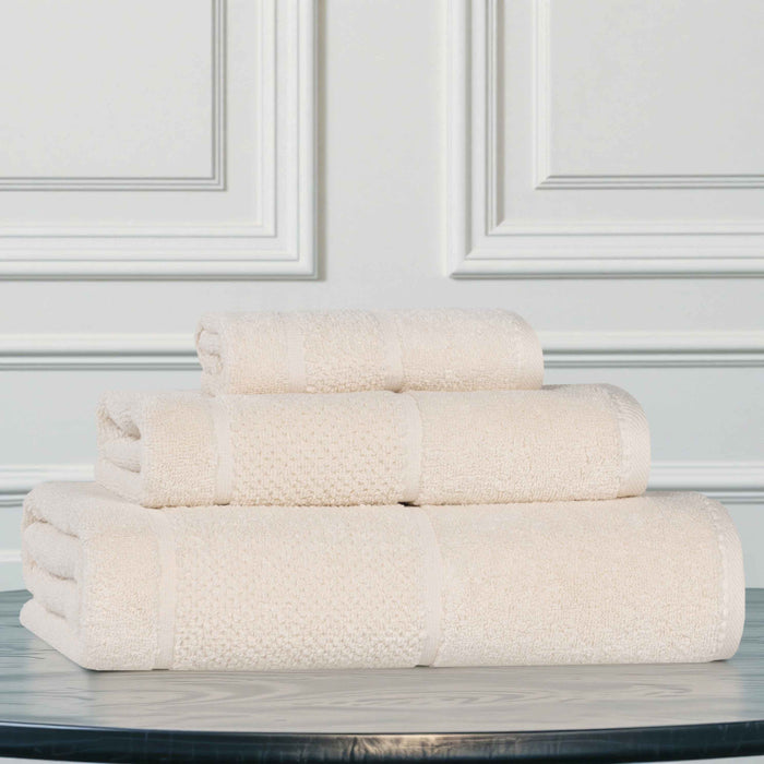 Mile Smart Twist Cotton Solid Broad Border 3 Piece Towel Set