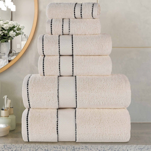 Niles Egypt Produced Giza Cotton Dobby Ultra-Plush 6 Piece Towel Set - Ivory