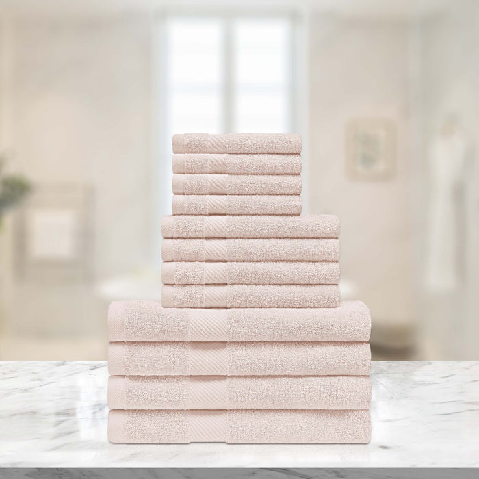 Kendell Egyptian Cotton 12 Piece Solid Towel Set - Ivory