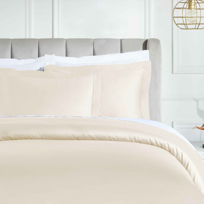 Egyptian Cotton 850 Thread Count Solid Duvet Cover Set - Ivory