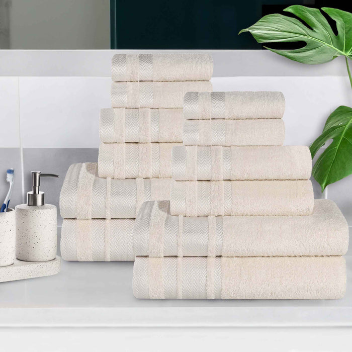 Hays Cotton Medium Weight 12 Piece Bathroom Towel Set - Ivory
