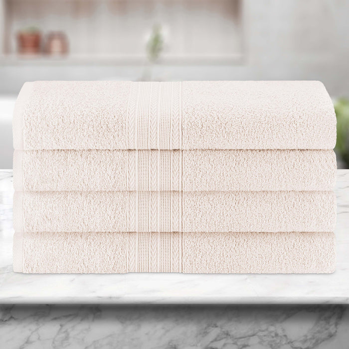 Cotton Eco-Friendly 4 Piece Solid Bath Towel Set - Ivory