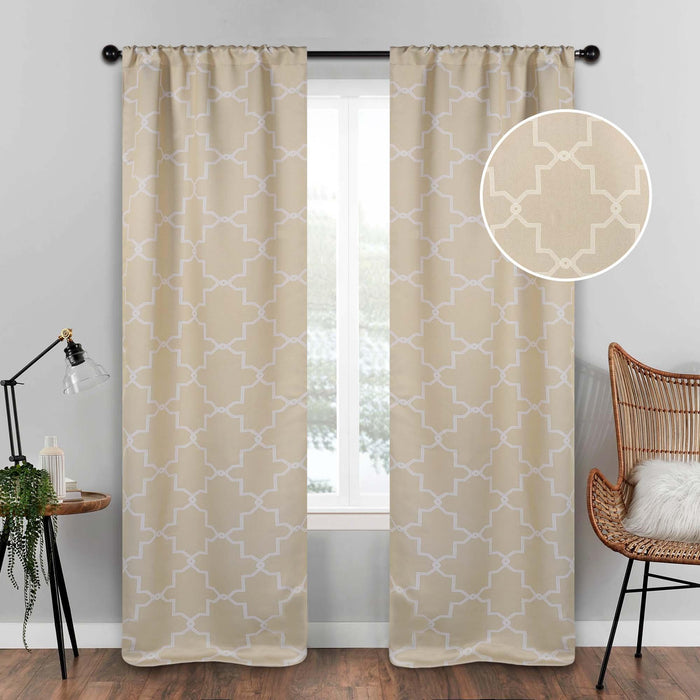 Imperial Trellis Grommet Header Blackout Curtain Panel Set