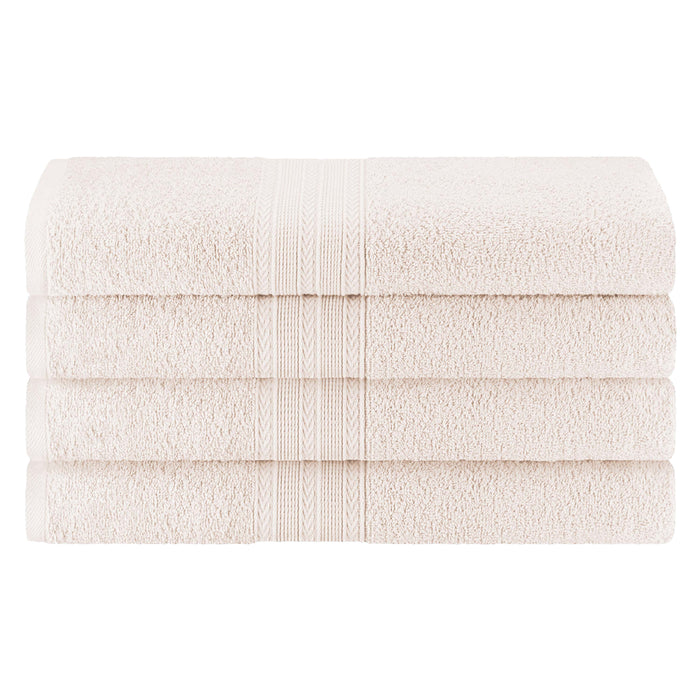 Cotton Eco-Friendly 4 Piece Solid Bath Towel Set - Ivory