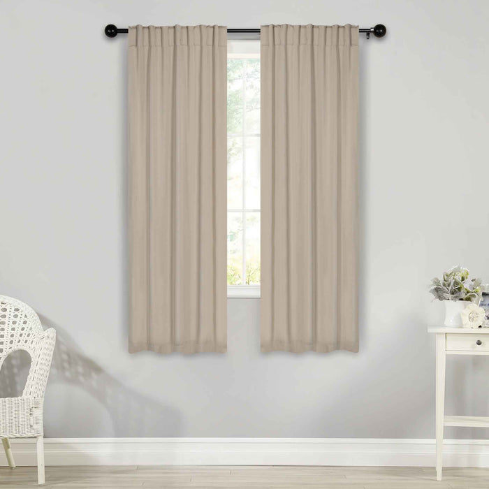 Solid Room Darkening Back Tabs Blackout Curtains, Set of 2