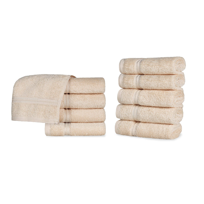 Heritage Egyptian Cotton 10 Piece Face Towel Set - Ivory