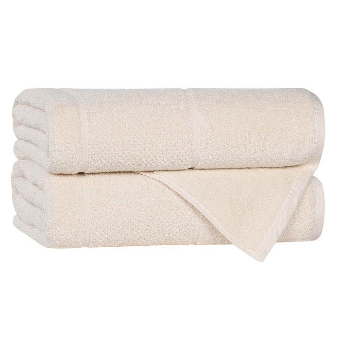 Mile Smart Twist Cotton Solid Broad Border Bath Towels, Set of 2