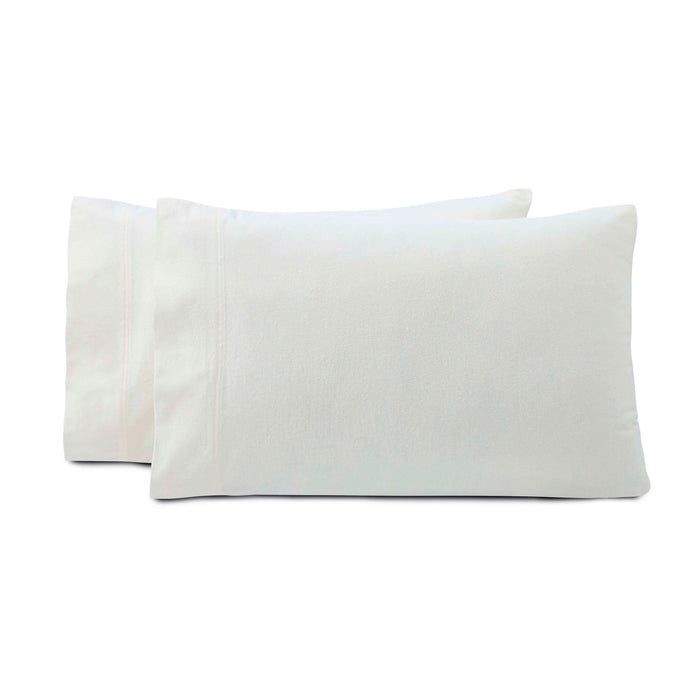 Rome Flannel Cotton Solid Brushed Pillowcases, Set of 2