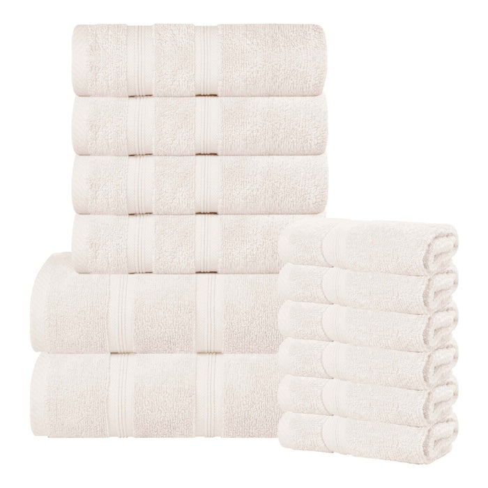 Smart Dry Zero Twist Cotton 12 Piece Solid Assorted Towel Set