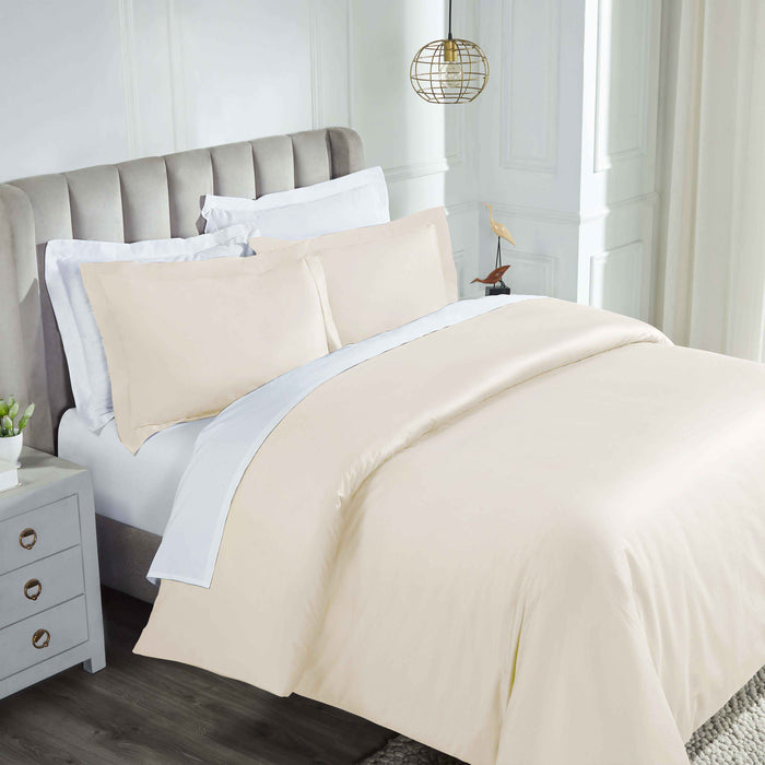 Egyptian Cotton 850 Thread Count Solid Duvet Cover Set - Ivory