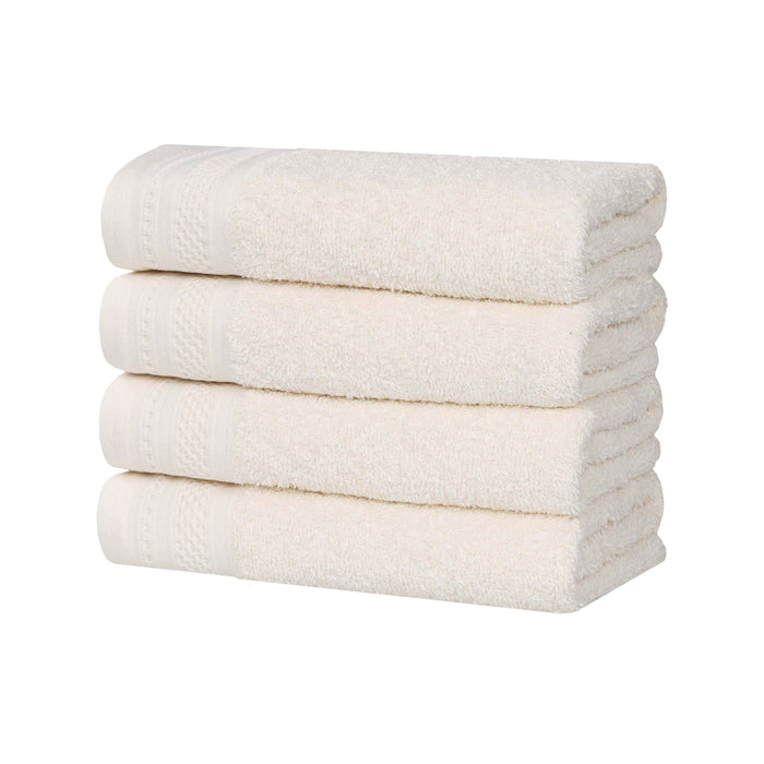 Honeycomb Textured Waffle Border Luxury Cotton Hand Towels, Set of 4