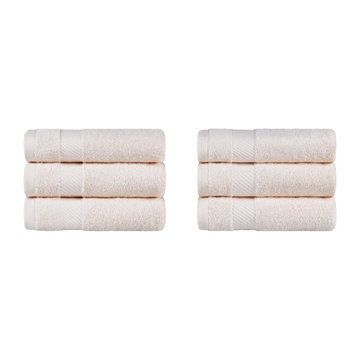 Kendell Egyptian Cotton 6 Piece Hand Towel Set with Dobby Border - Ivory