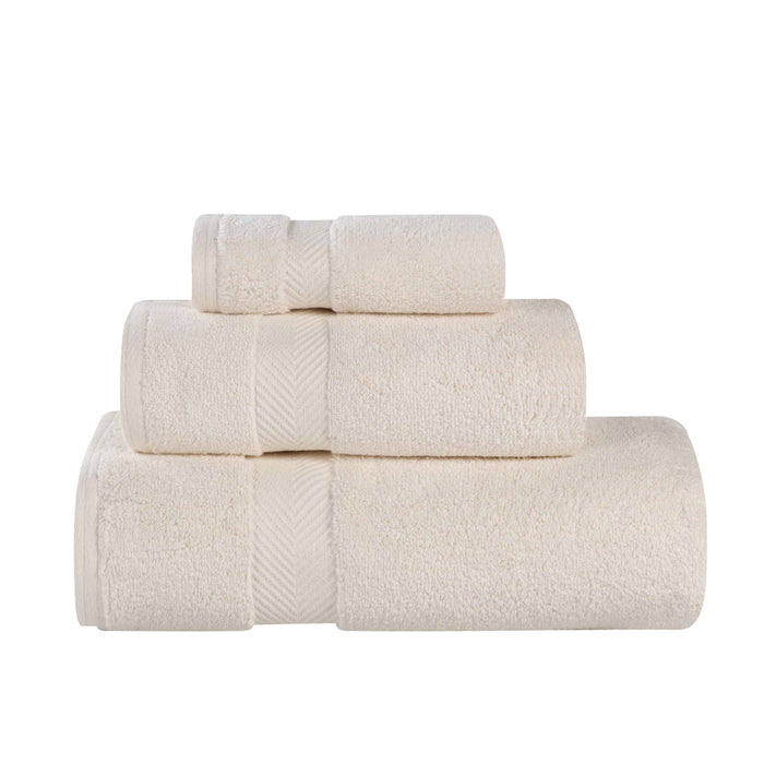 Cotton Zero Twist Solid 3 Piece Towel Set - Ivory