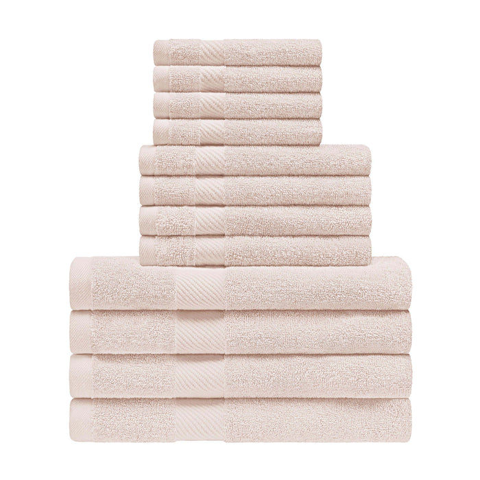 Kendell Egyptian Cotton 12 Piece Solid Towel Set - Ivory