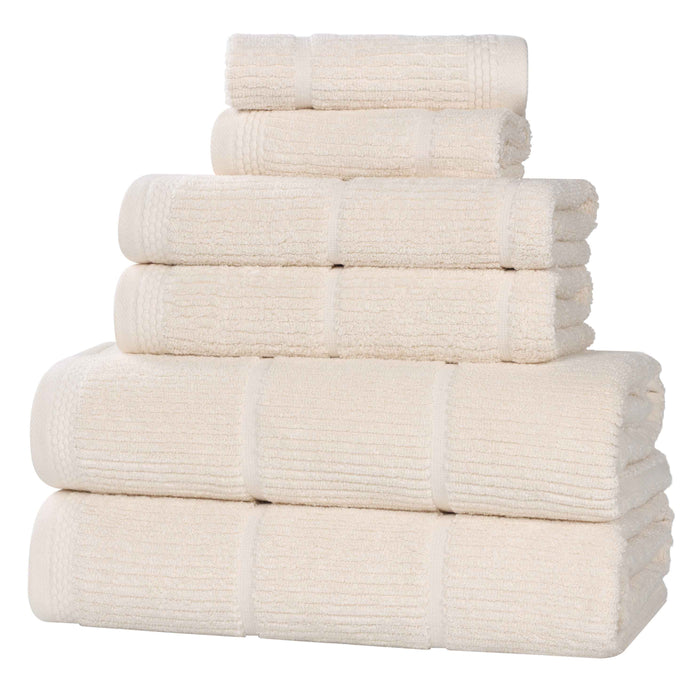 Milo Smart Twist Cotton Solid Ribbed Design 6 Piece Towel Set