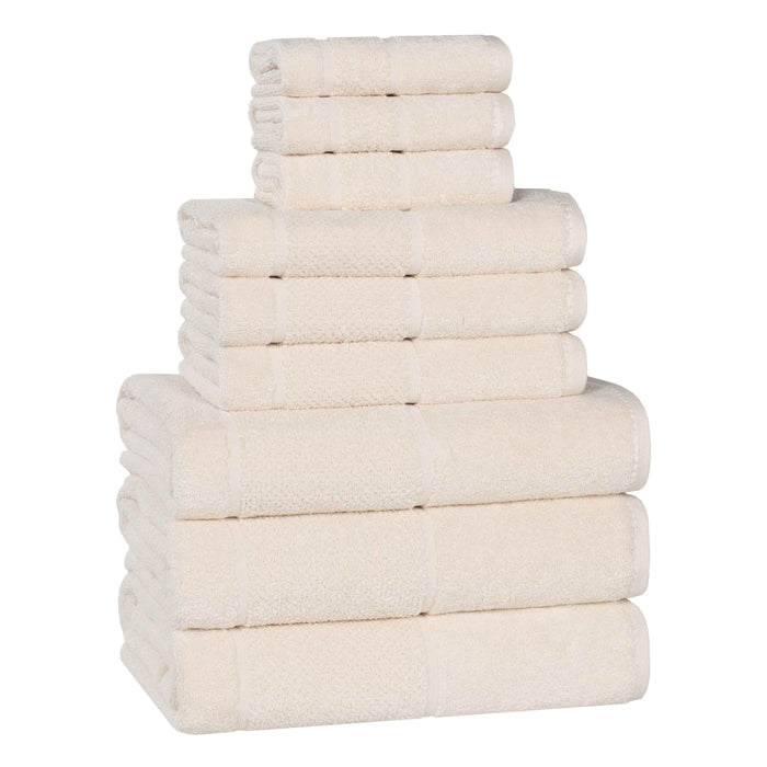 Mile Smart Twist Cotton Solid Broad Border 9 Piece Towel Set