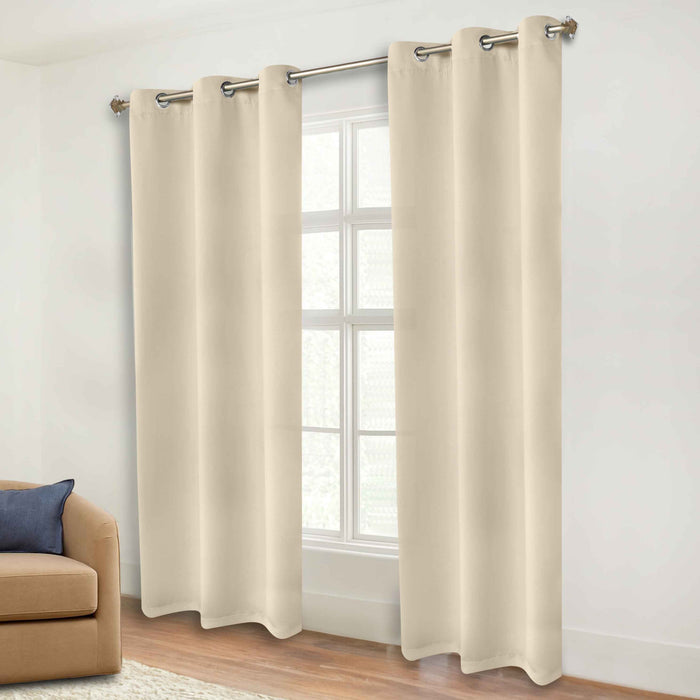 Solid Machine Washable Room Darkening Blackout Curtains, Set of 2