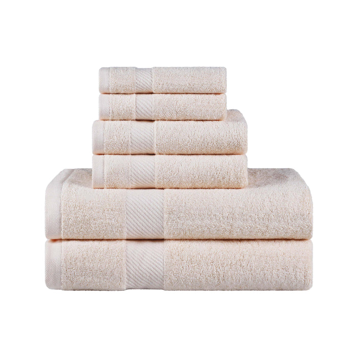 Kendell Egyptian Cotton 6 Piece Towel Set with Dobby Border - Ivory
