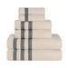 Zero Twist Cotton Ribbed Geometric Border Plush 6-Piece Towel Set - Ivory