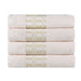 Larissa Cotton Geometric Embroidered Border Bath Towels, Set of 4 - Ivory