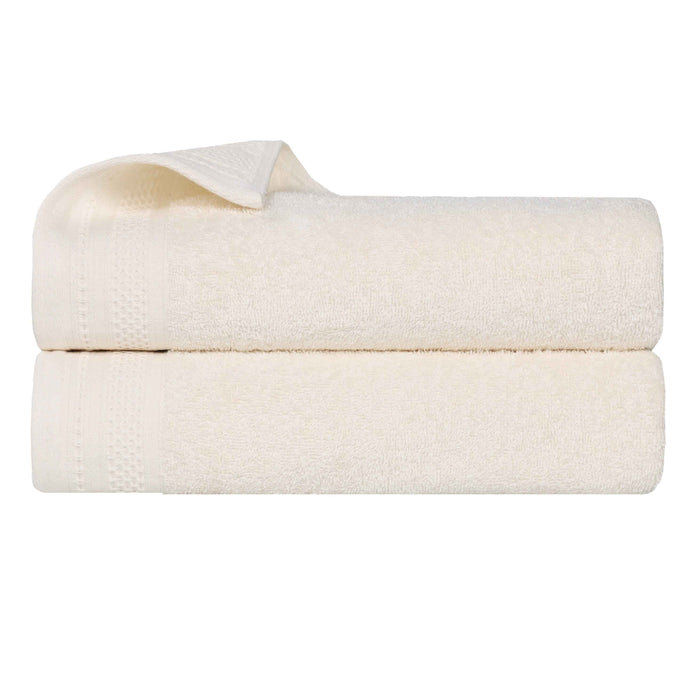 Honeycomb Textured Waffle Border Luxury Cotton Bath Sheets, Set of 2