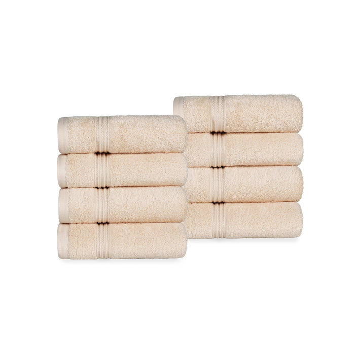 Egyptian Cotton 8 Piece Solid Hand Towel Set - Ivory