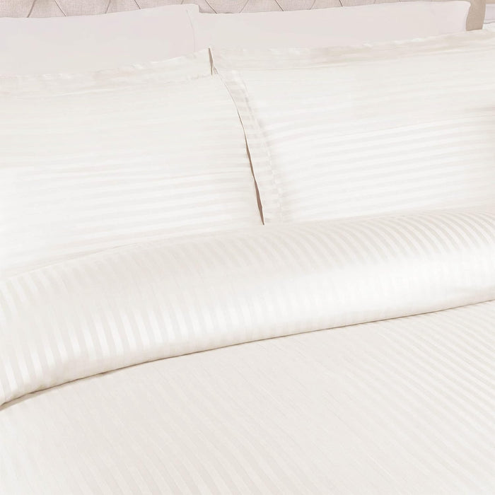 Egyptian Cotton 300 Thread Count Striped Duvet Cover Set - Ivory