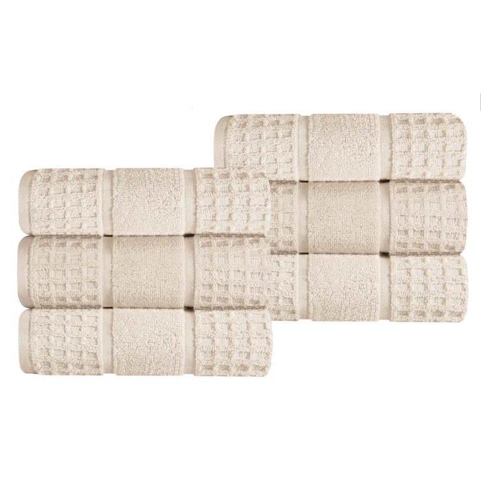 Zero Twist Cotton Waffle Honeycomb Soft Absorbent Hand Towel Set of 6