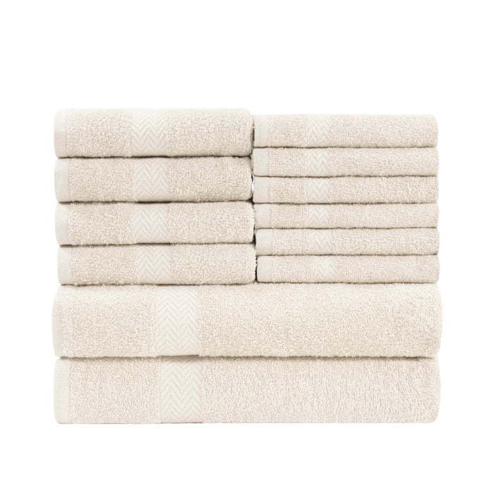 Franklin Cotton Eco Friendly 12 Piece Towel Set - Ivory