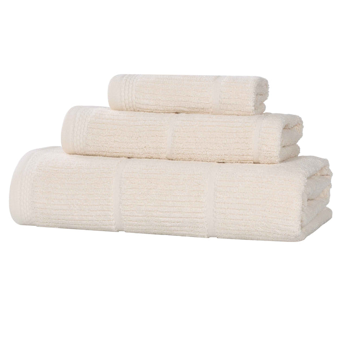 Milo Smart Twist Cotton Solid Ribbed Design 3 Piece Towel Set