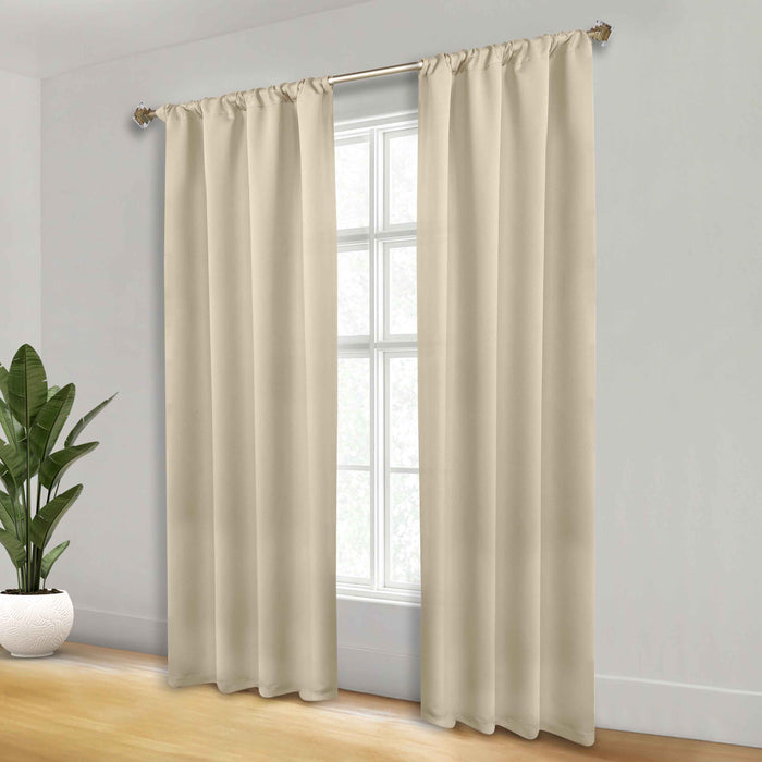 Solid Machine Washable Room Darkening Blackout Curtains, Set of 2