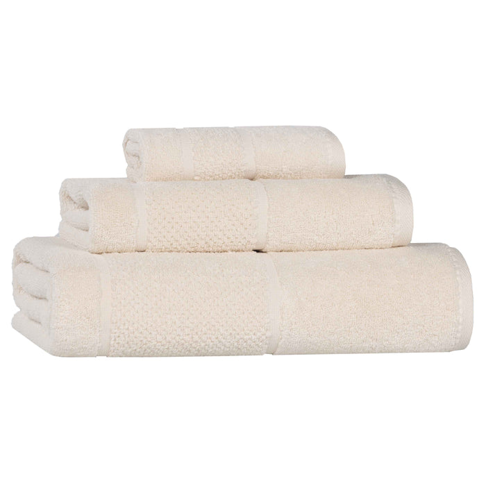 Mile Smart Twist Cotton Solid Broad Border 3 Piece Towel Set