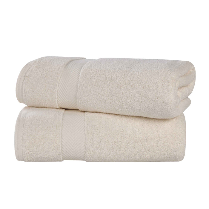 Cotton Zero Twist 2 Piece Bath Sheet Towel Set - Ivory